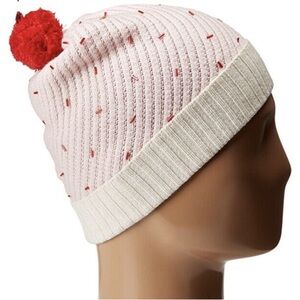 Kate Spade Cupcake Cuff Hat Sprinkles Cherry Pastry Pink Cream New Women Knit